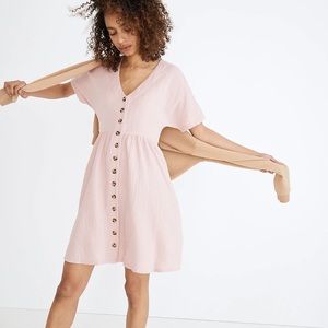 Madewell Lightspun Button-Front Mini Dress Pink Size XXS